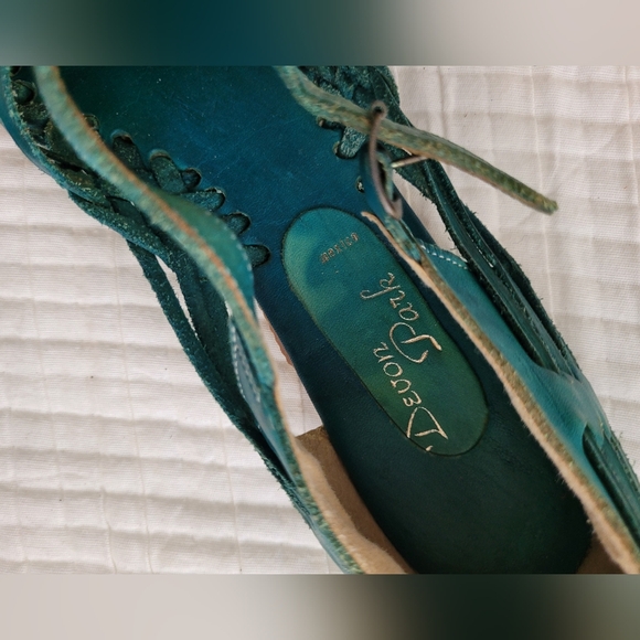 Vintage 70s Devon park mexican teal huaraches | size 9 - Picture 5 of 8